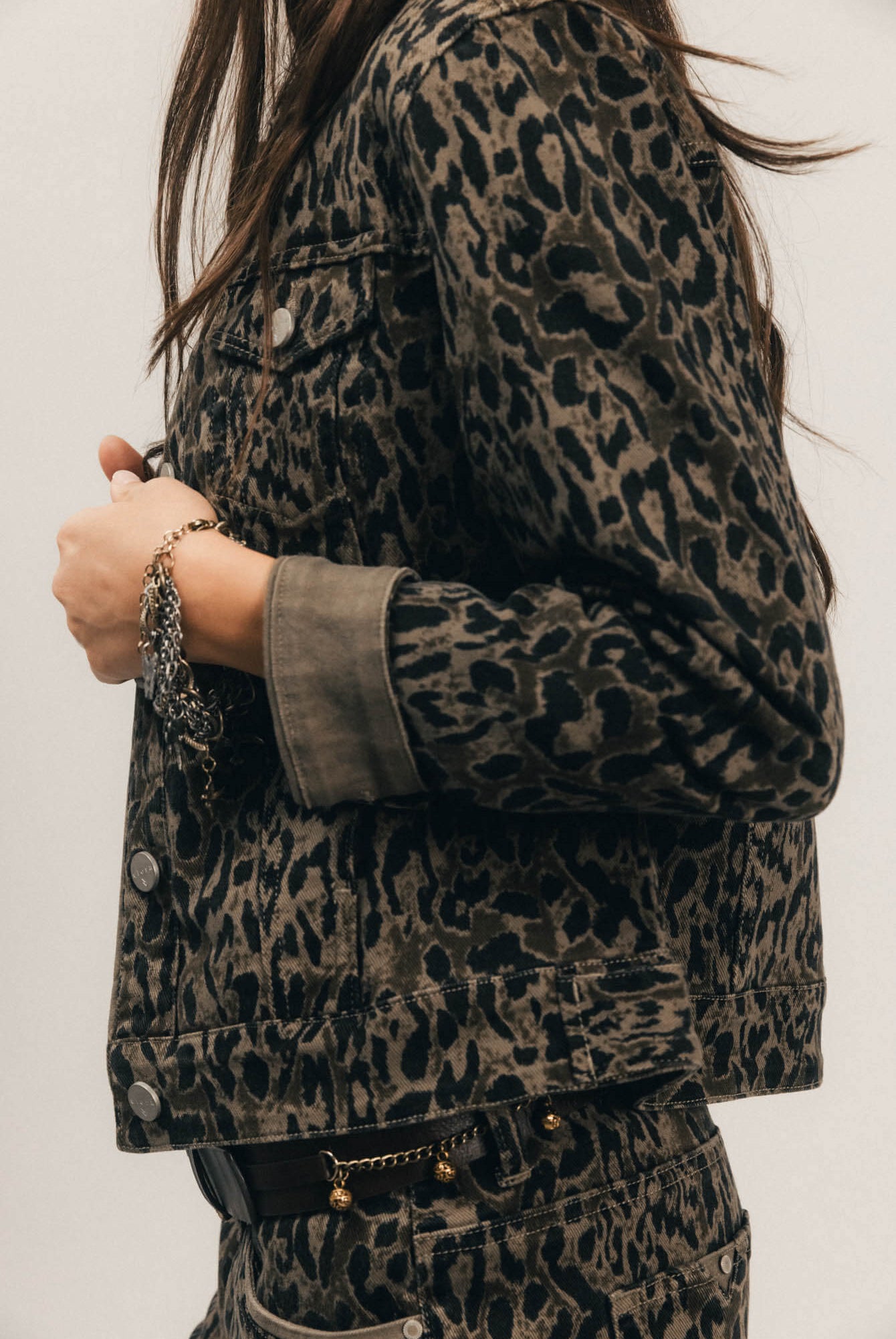 Veste denim léopard esprit western | Elora