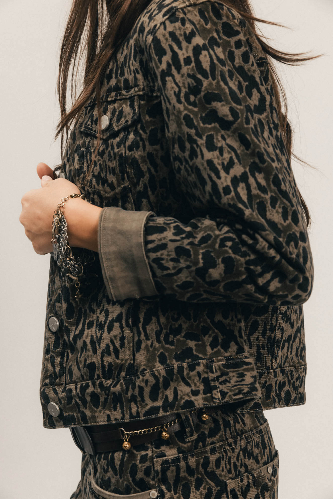 Veste denim léopard esprit western | Elora