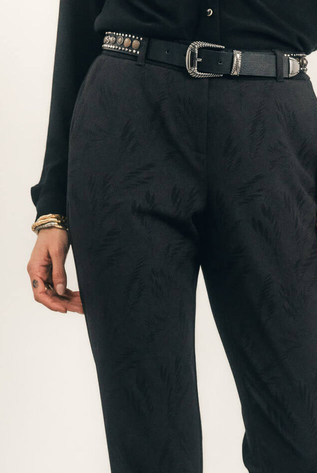 Pantalon cigarette imprimé bi-tons chic | Elora