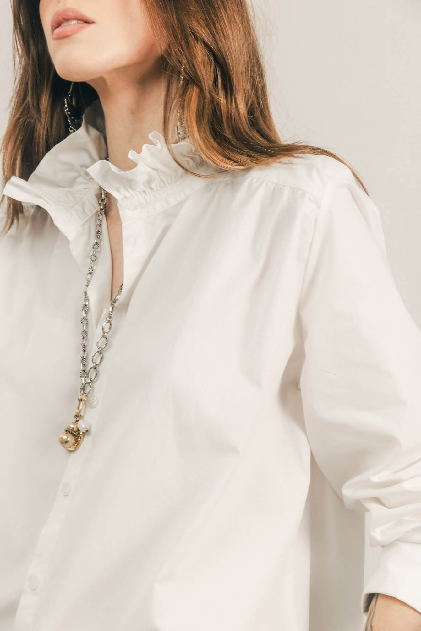Chemise blanche col volanté | Elora