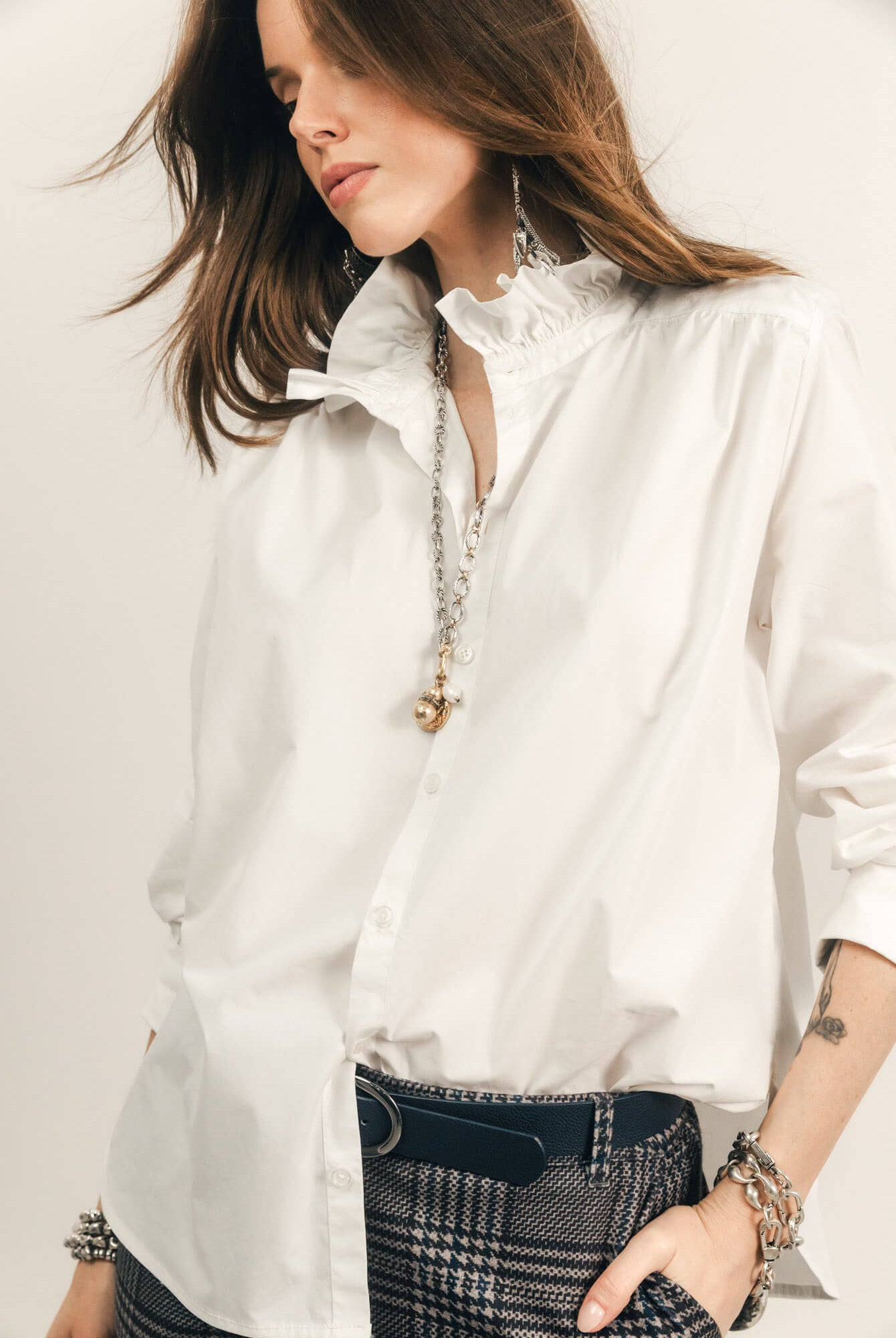 Chemise blanche col volanté | Elora