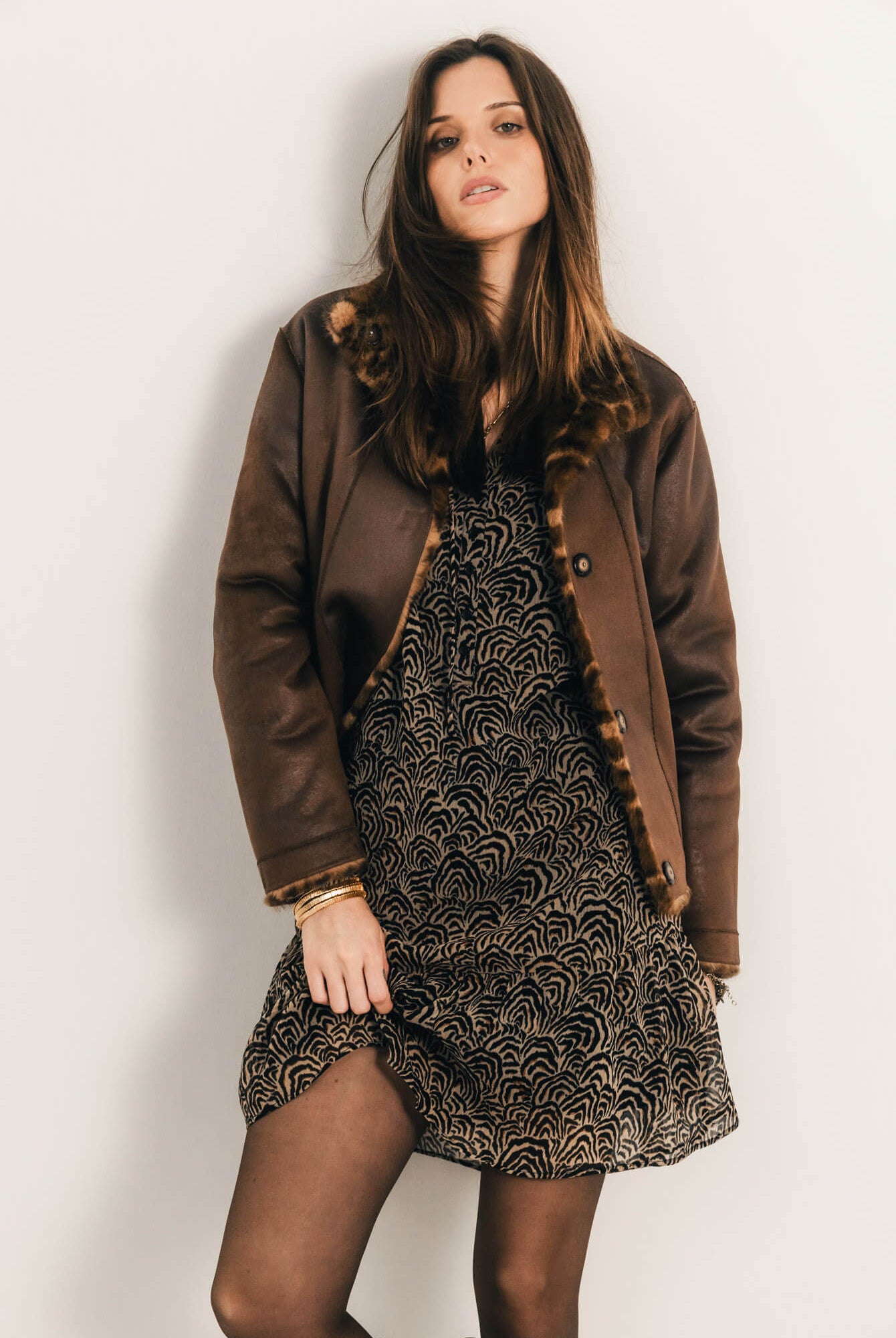 Robe imprimé graphique manches bouffantes | Elora