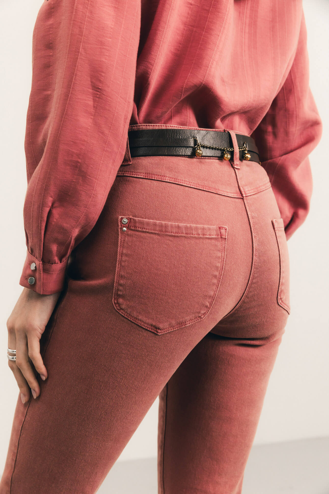 Pantalon rose indien coupe slim | Elora