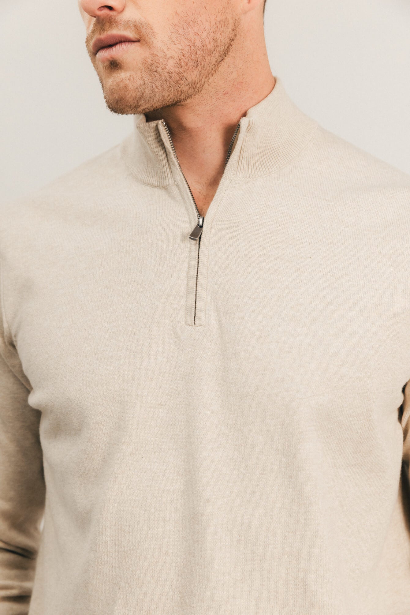 Pull beige chiné col camionneur | Elora