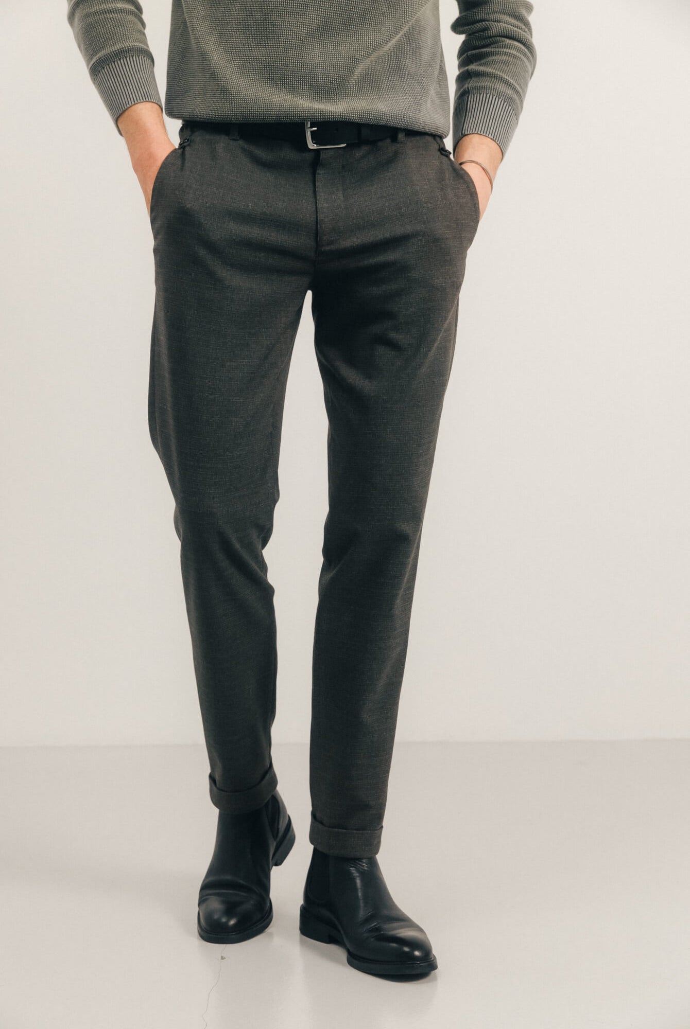 Pantalon kaki carreaux chic | Elora