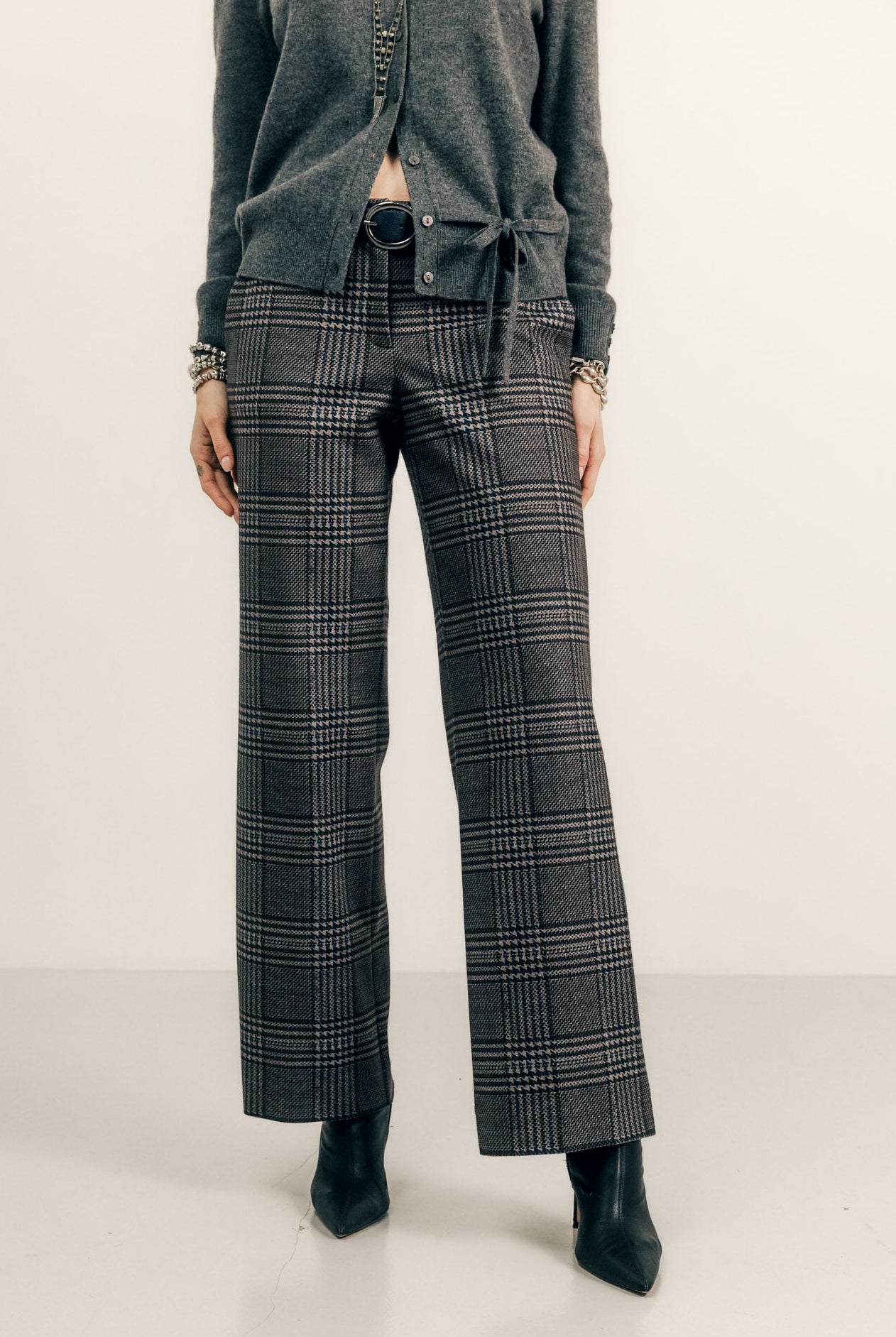 Pantalon prince-de-galles gris | Elora