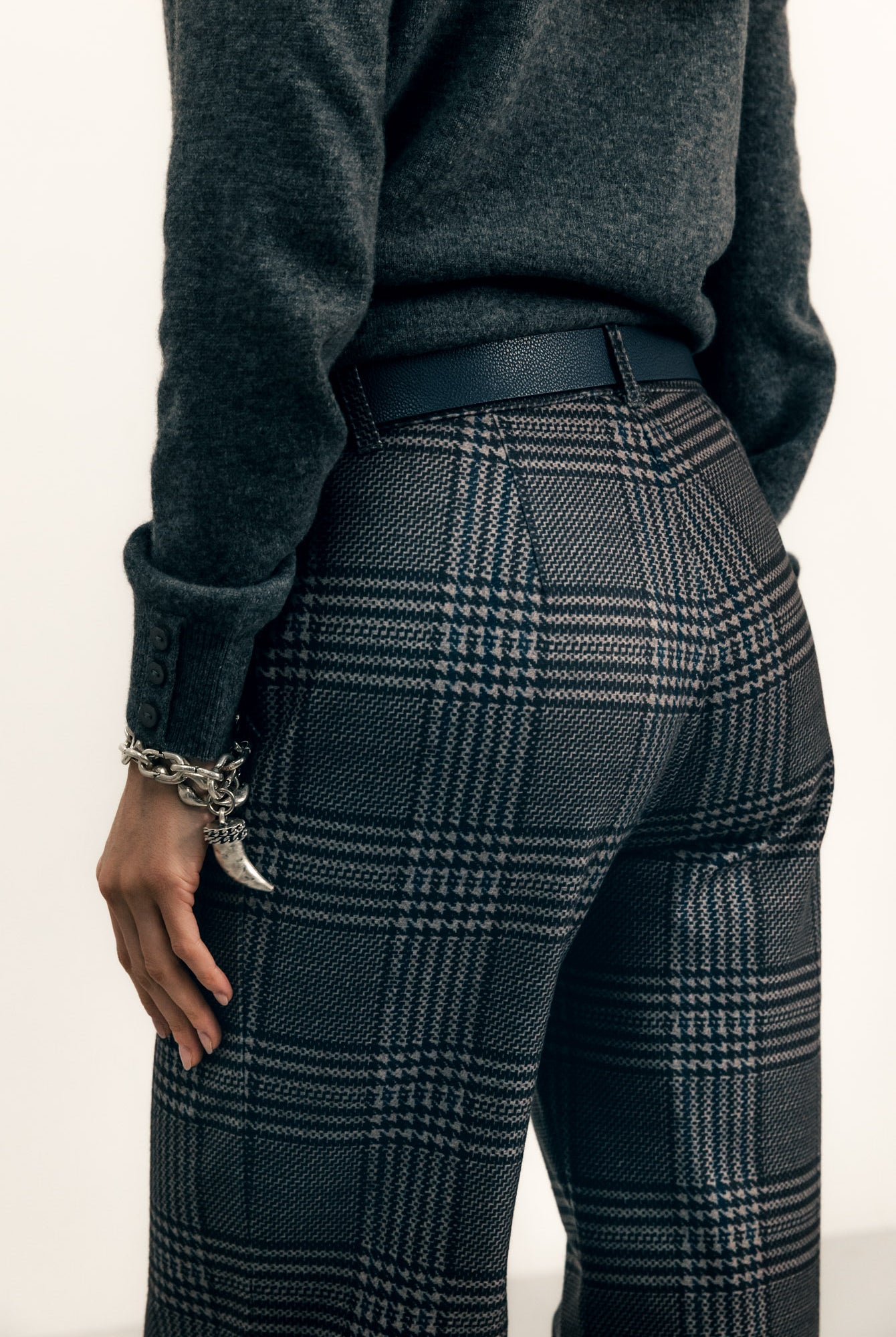 Pantalon prince-de-galles gris | Elora