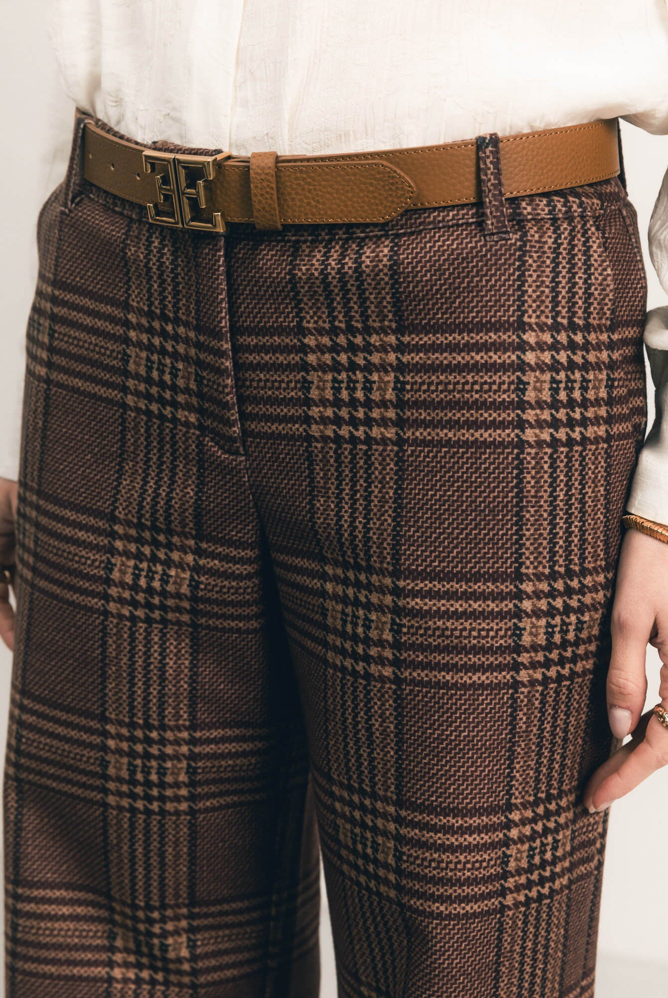 Pantalon prince-de-galles bordeaux | Elora