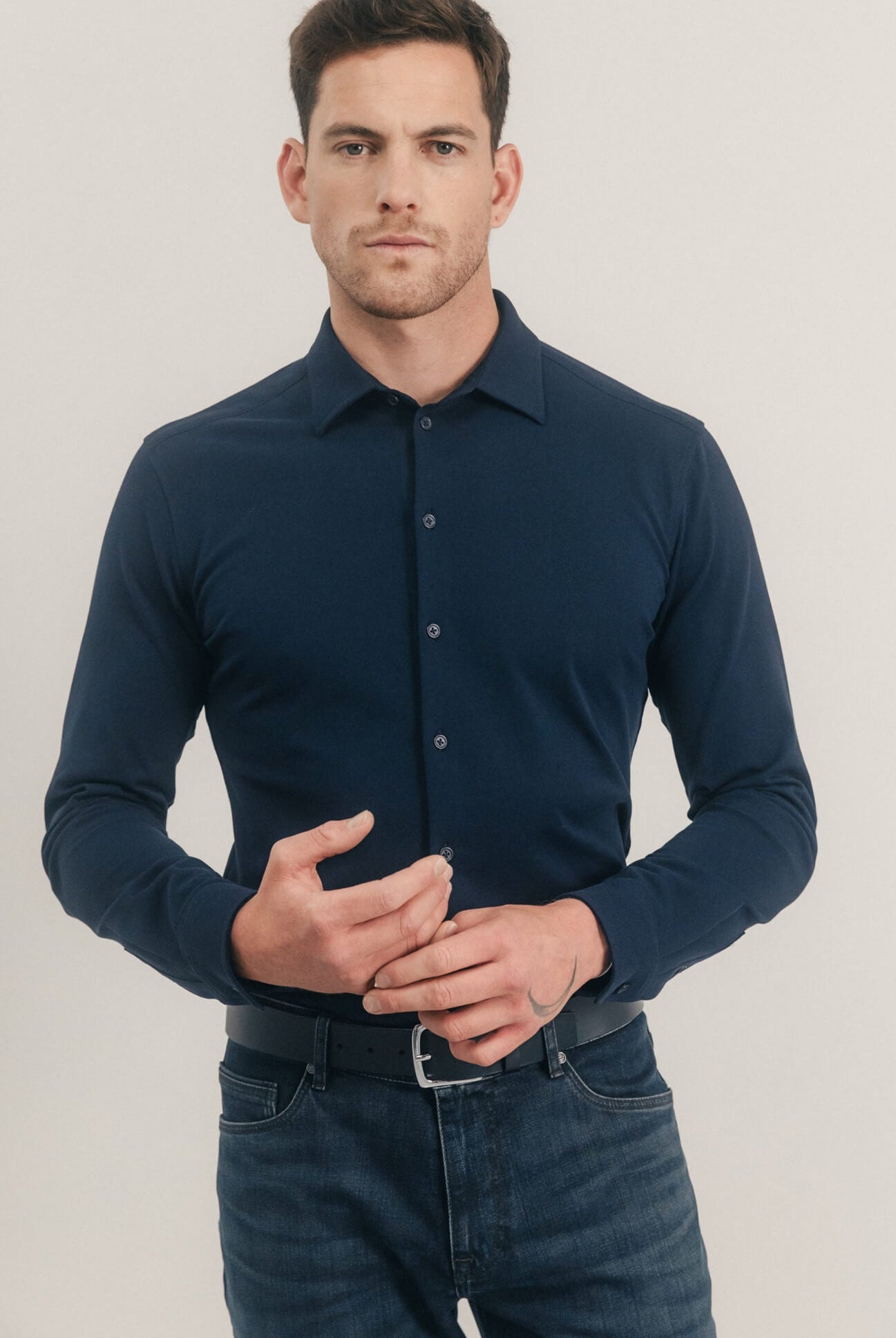 Chemise maille navy confort | Elora