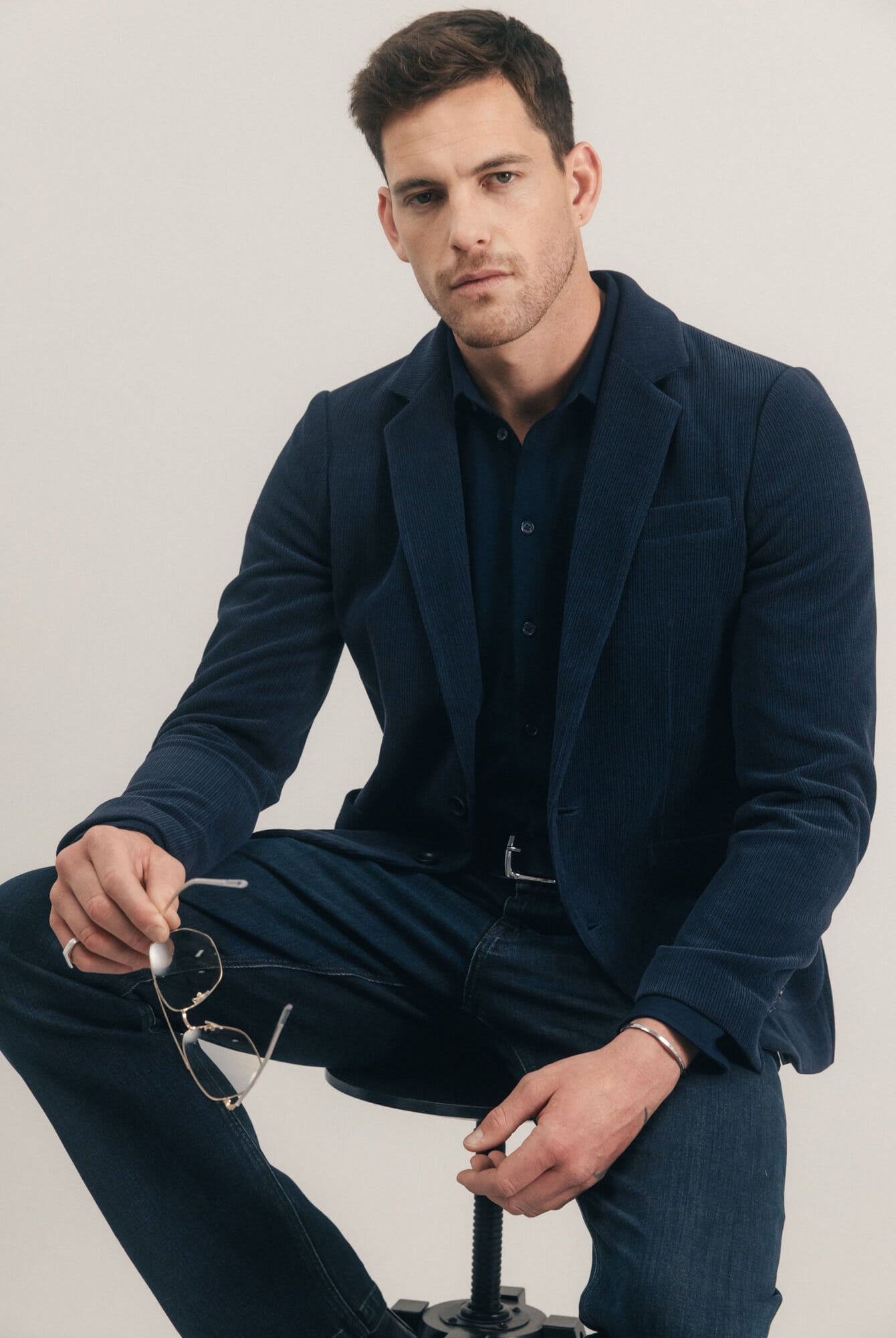 Chemise maille navy confort | Elora