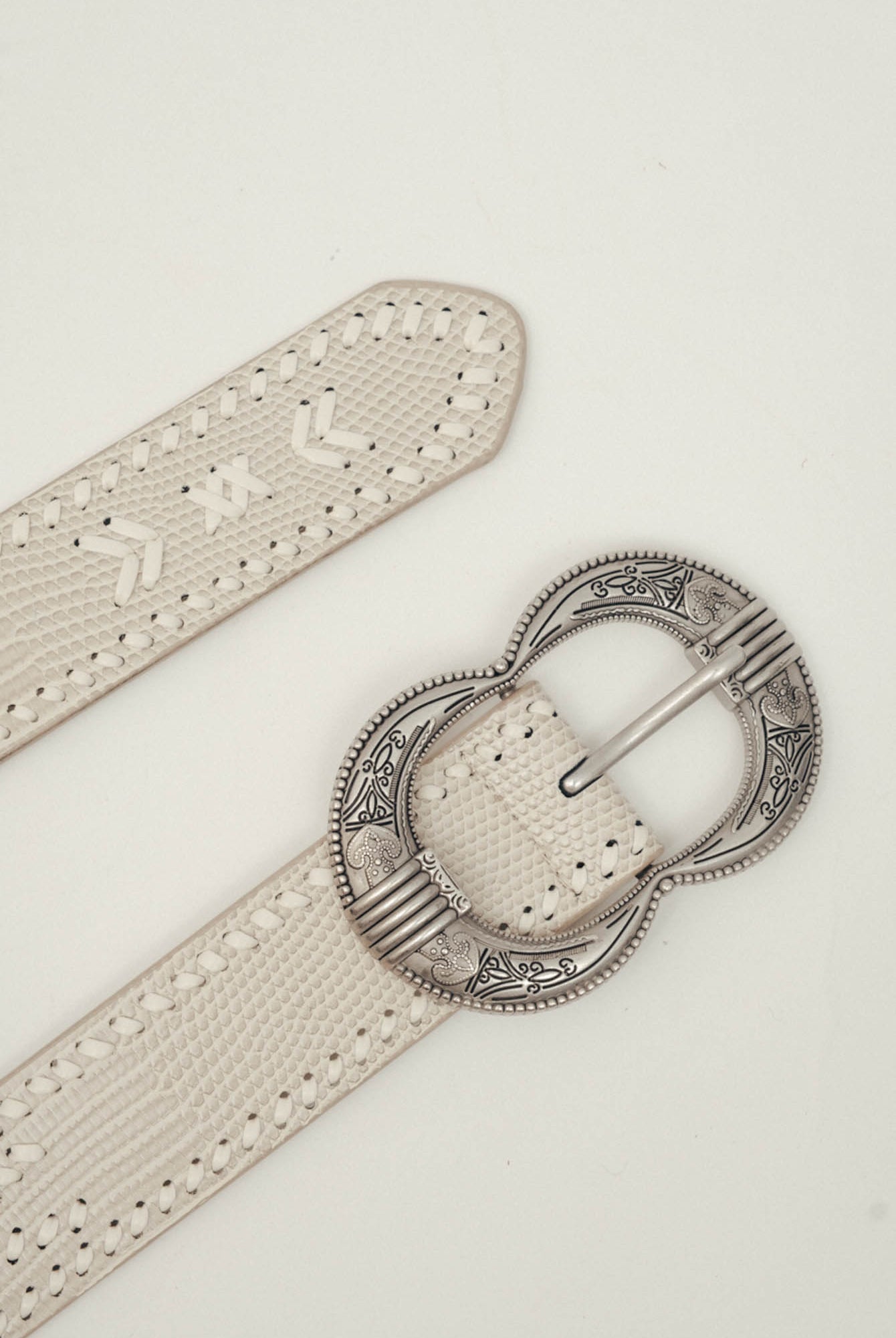 Ceinture grise cuir texturé bijou | Elora