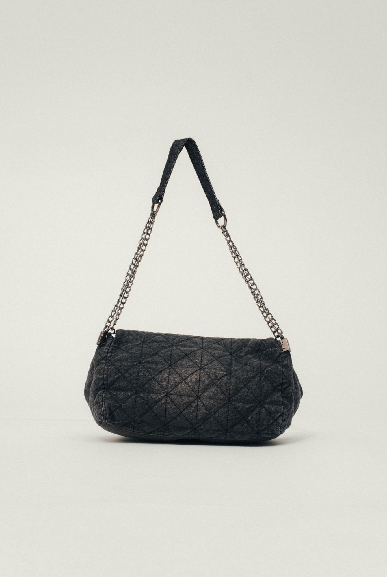 Sac denim noir matelassé rock | Elora