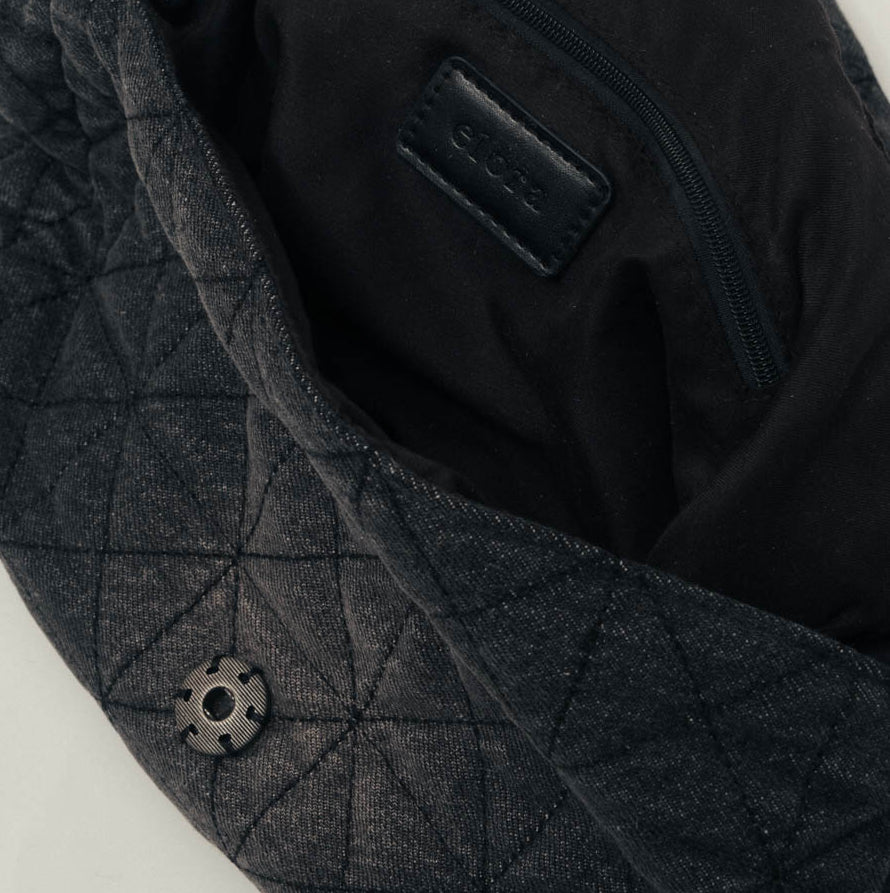 Sac denim noir matelassé rock | Elora