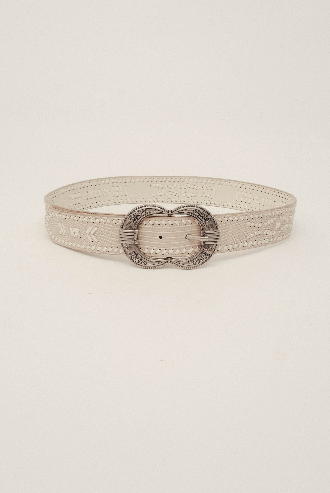 Ceinture grise cuir texturé bijou | Elora