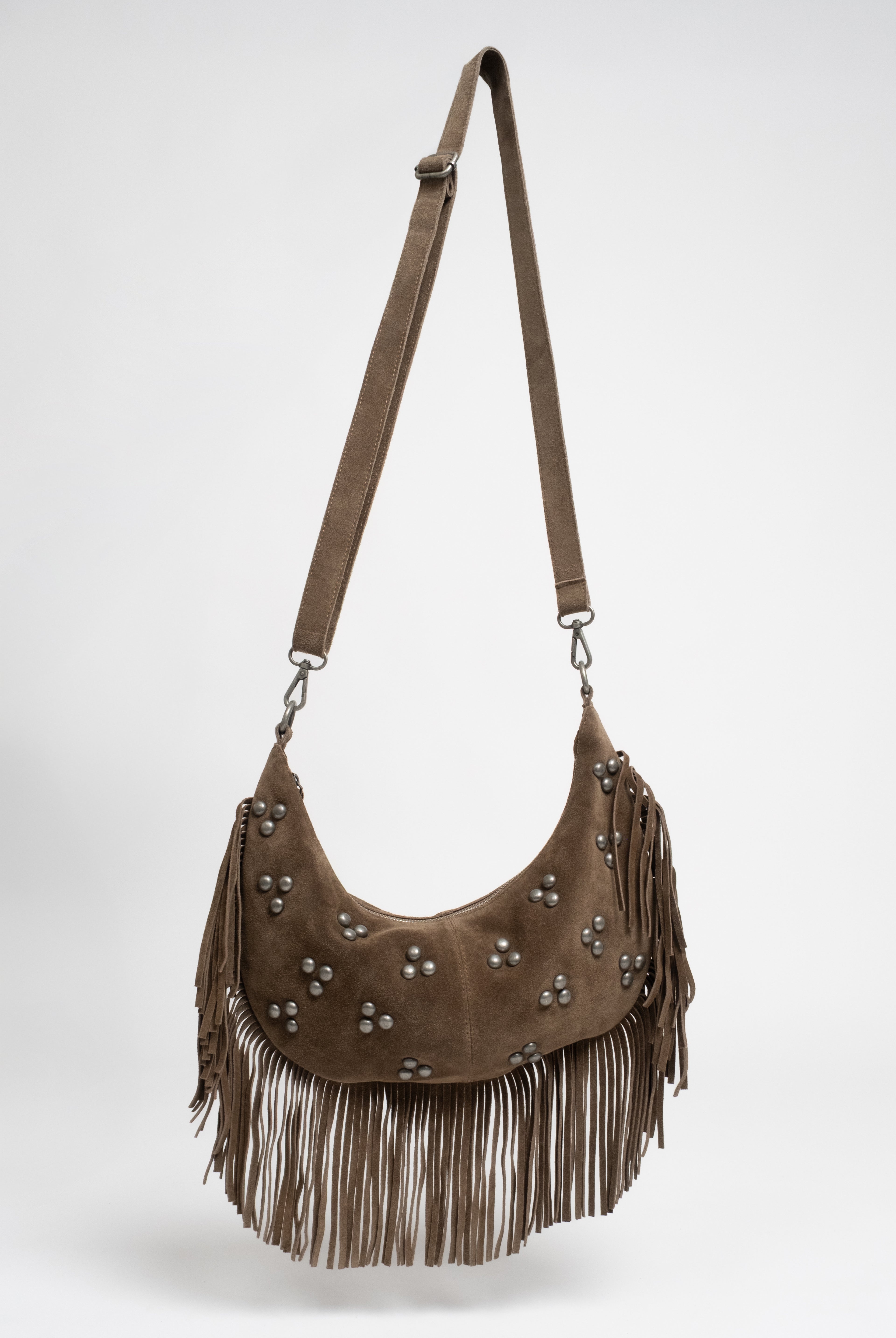 Sac frangé taupe esprit gypset | Elora