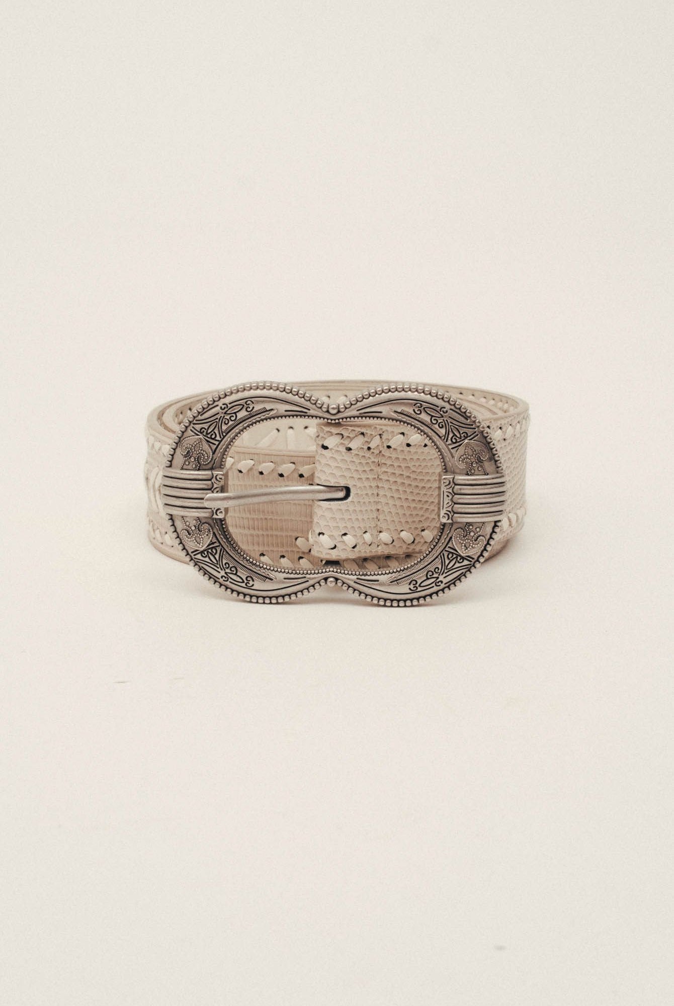 Ceinture grise cuir texturé bijou | Elora