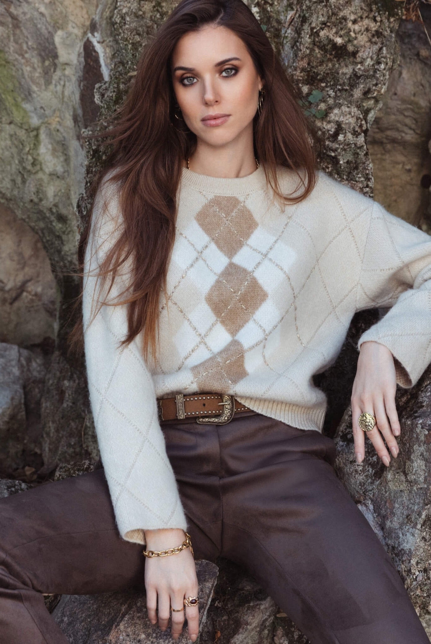 Pull old school écru et beige | Elora