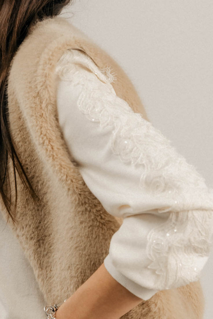 Pull crème dentelle | Elora