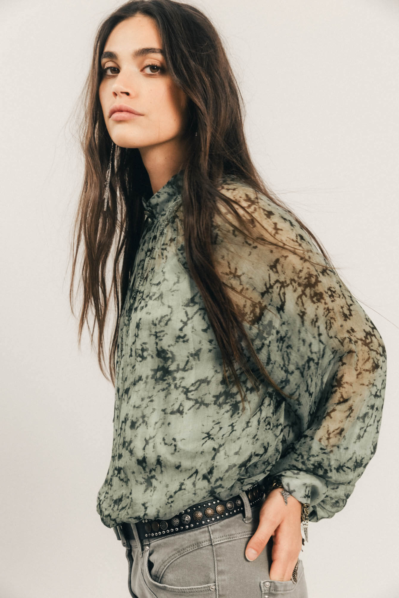 Blouse et débardeur imprimé jade | Elora