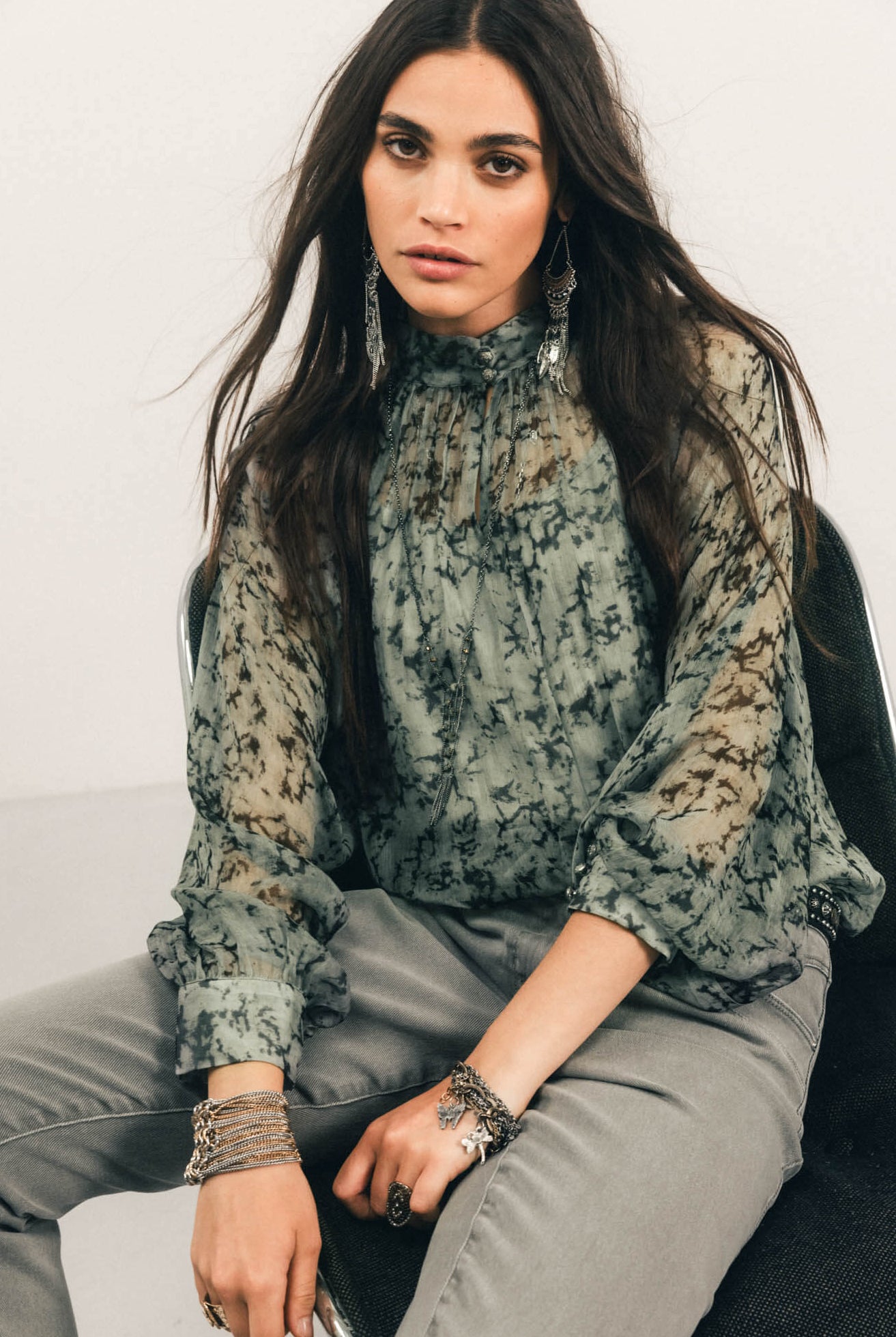 Blouse et débardeur imprimé jade | Elora
