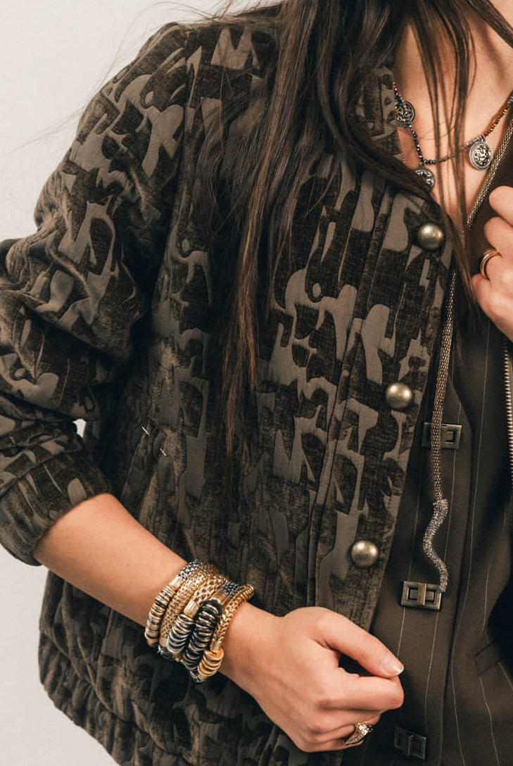 Bomber bronze velours damassé jacquard | Elora