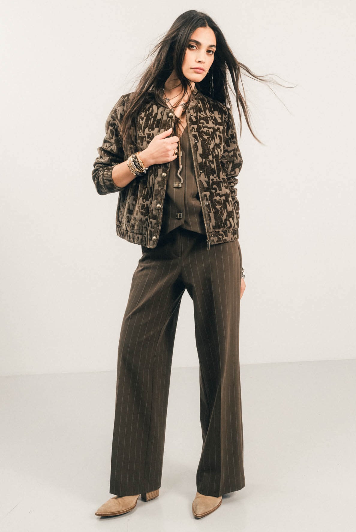 Bomber bronze velours damassé jacquard | Elora