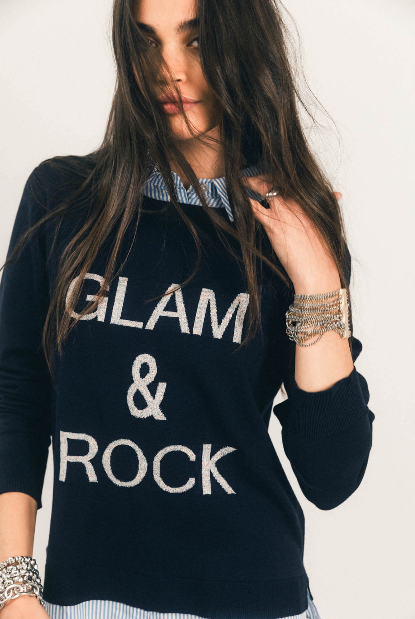 Pull chemise navy | Elora