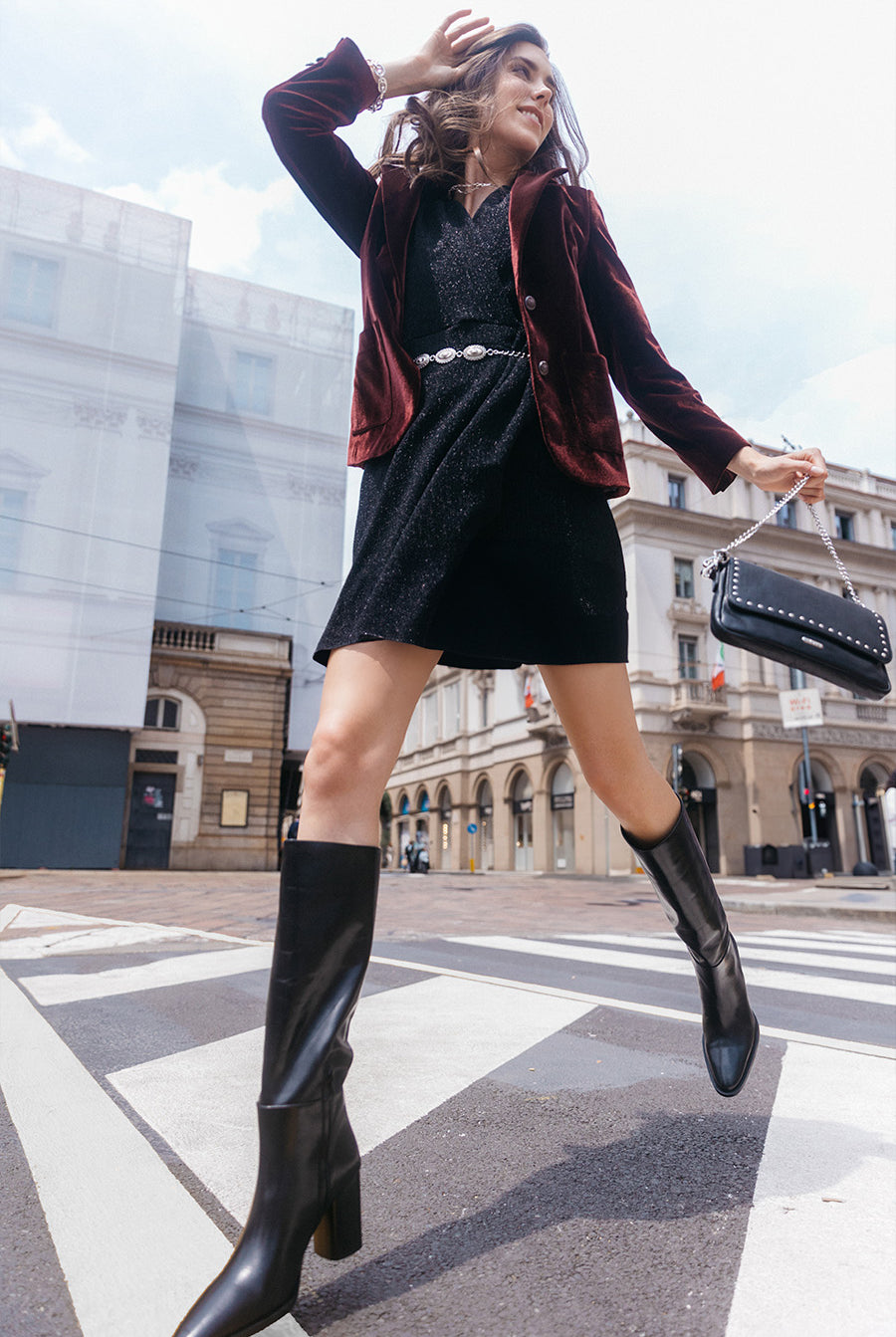 Robe cache coeur noir et lurex | Elora