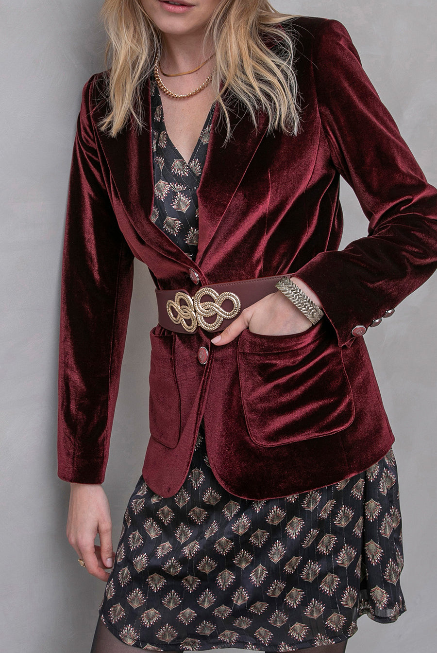 Ceinture élastique maxi boucle bordeaux | Elora