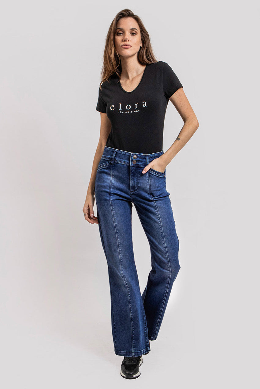 Jean flare denim bleu | Elora
