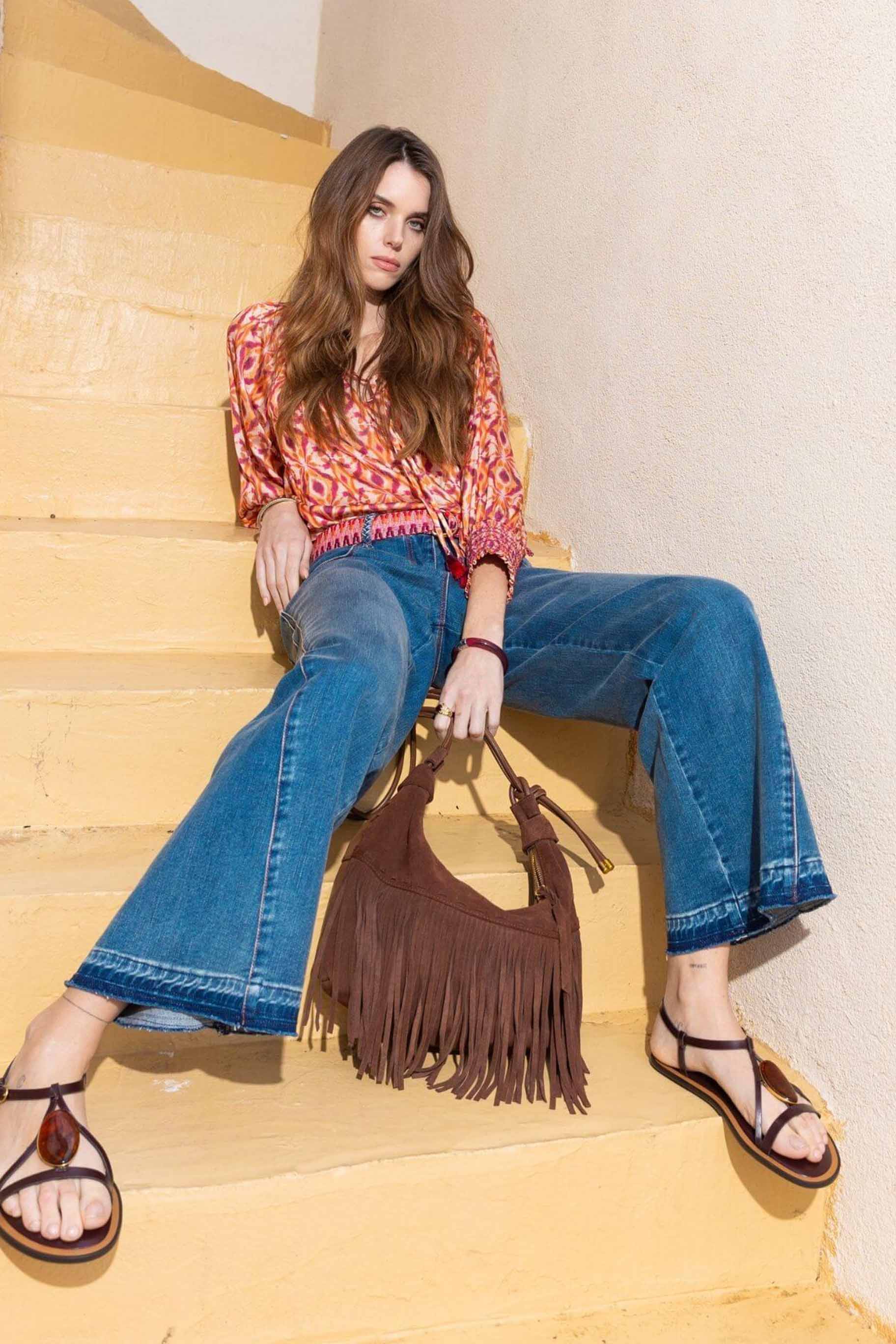 Jean large bleu esprit gypset | Elora