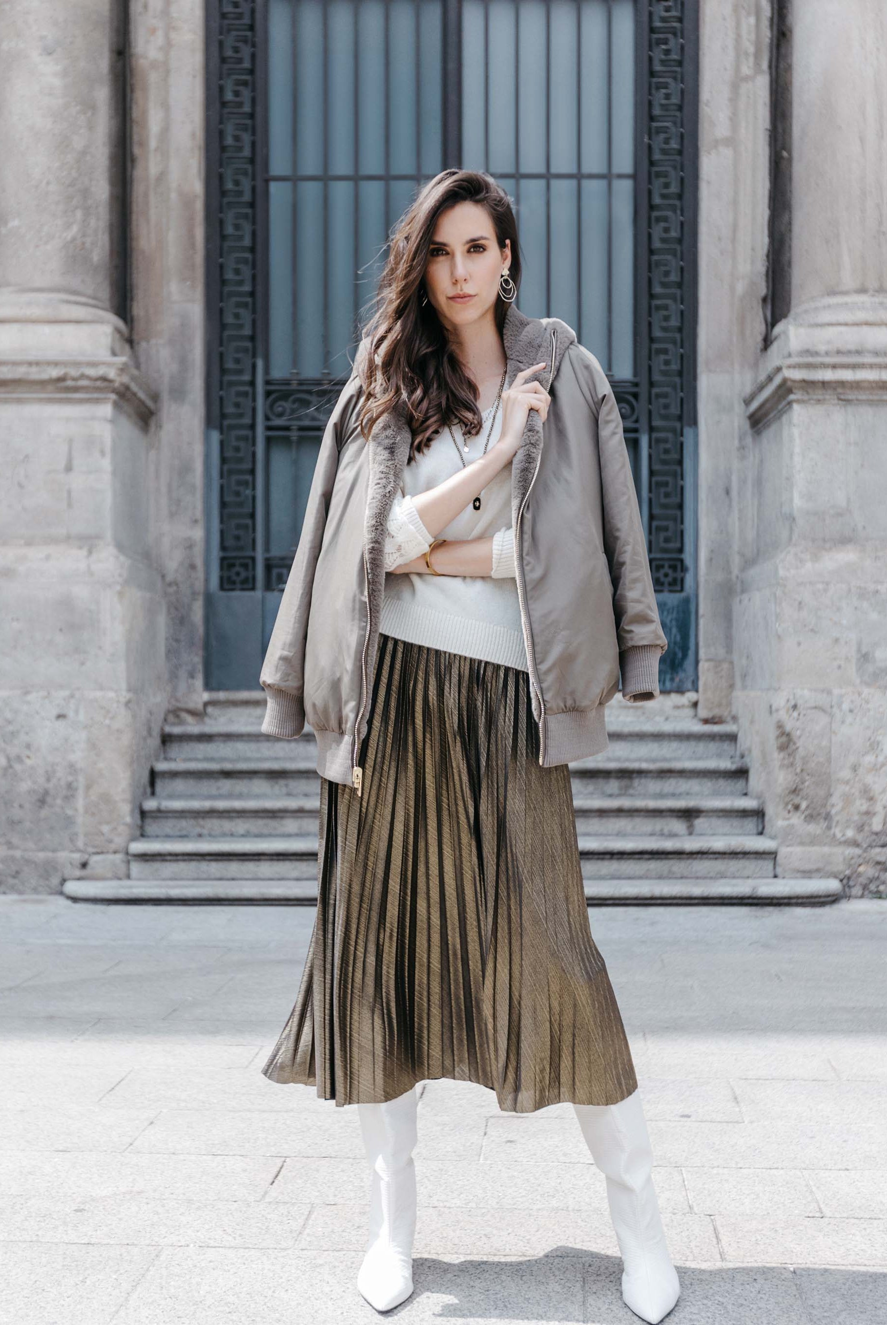 Jupe plissée soleil bronze | Elora