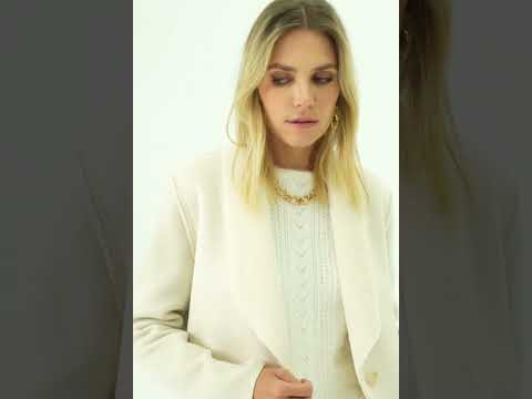 Manteau long bi|matières écru | Elora