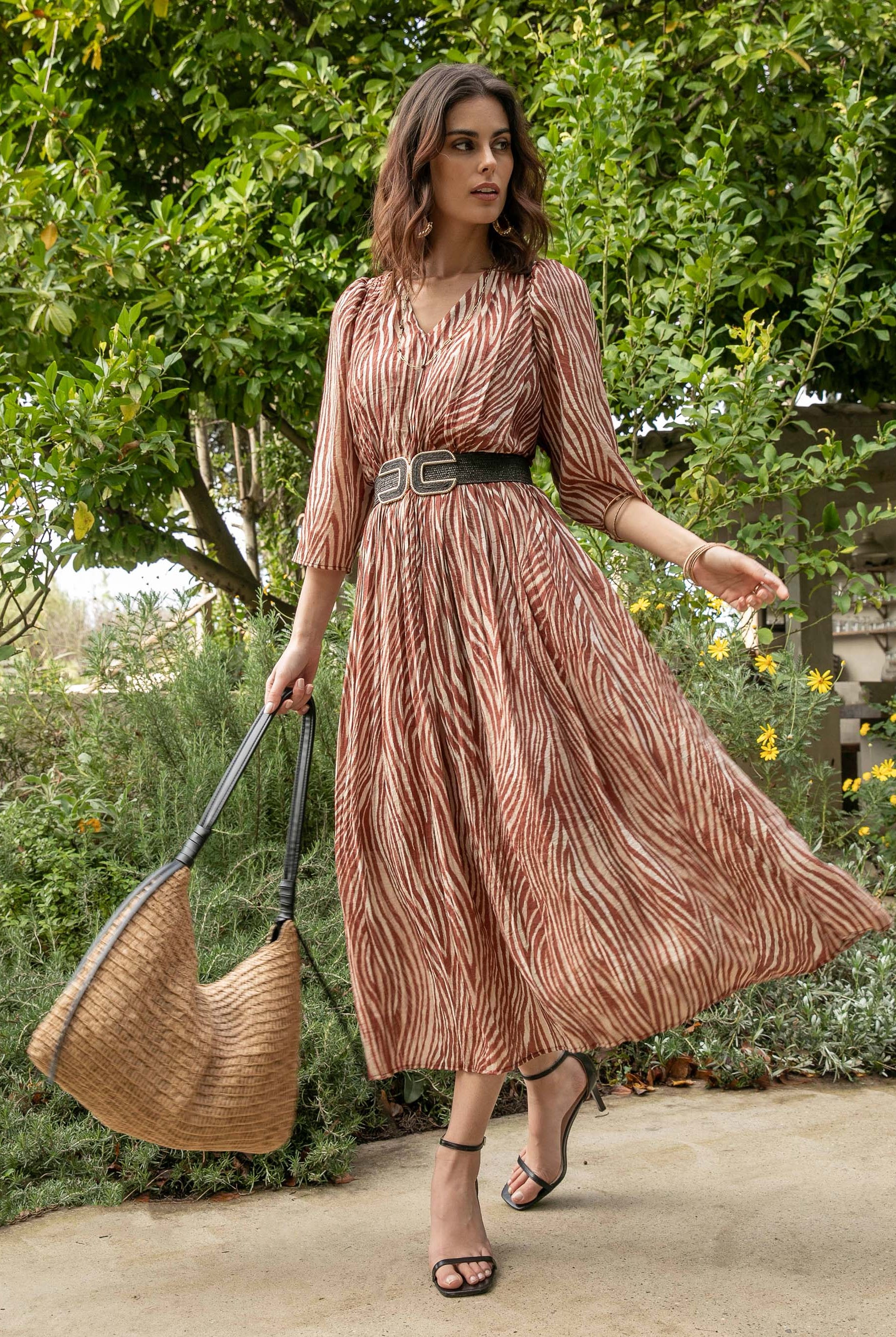 Robe motif zèbre chocolat | Elora