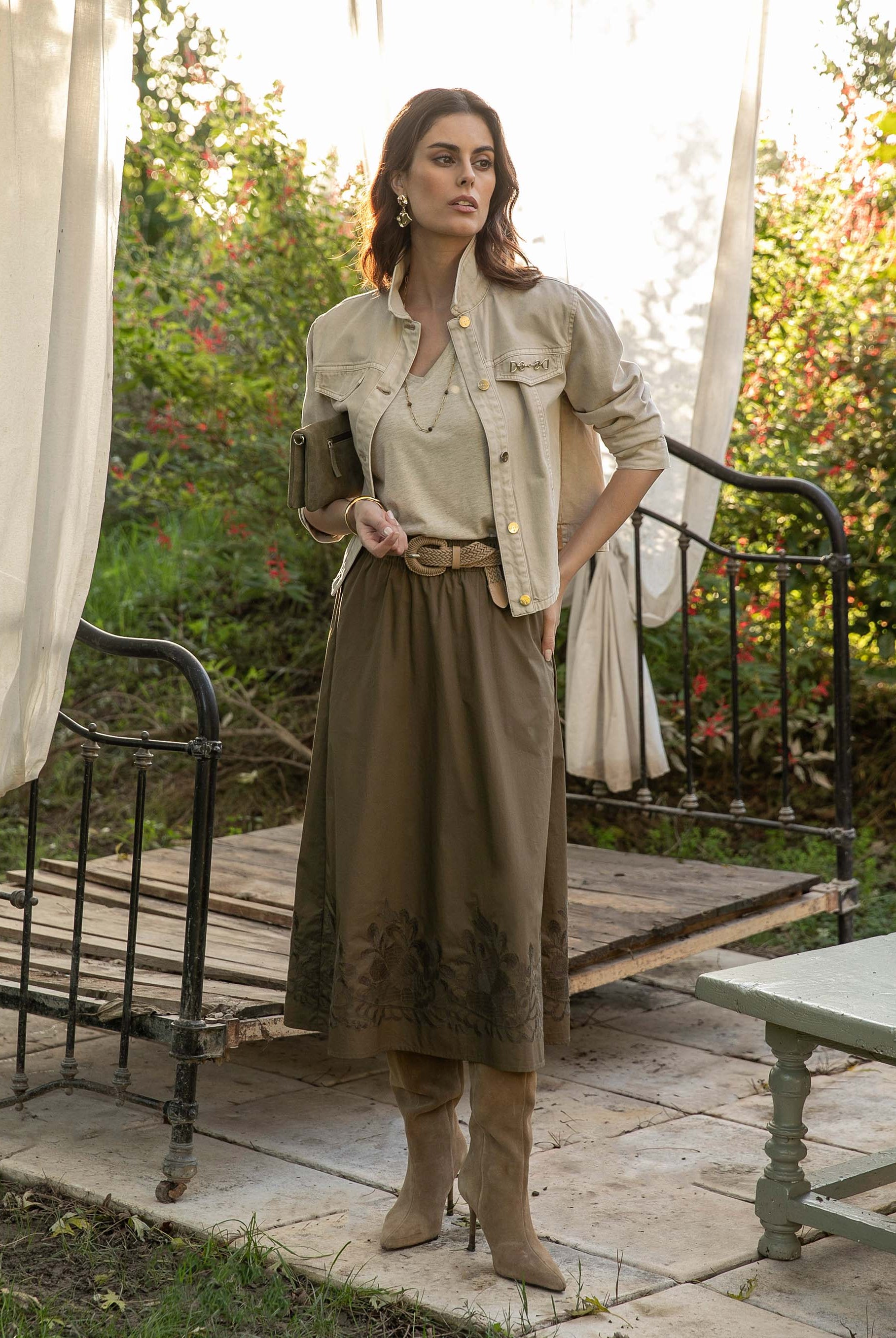 Jupe corolle olive | Elora