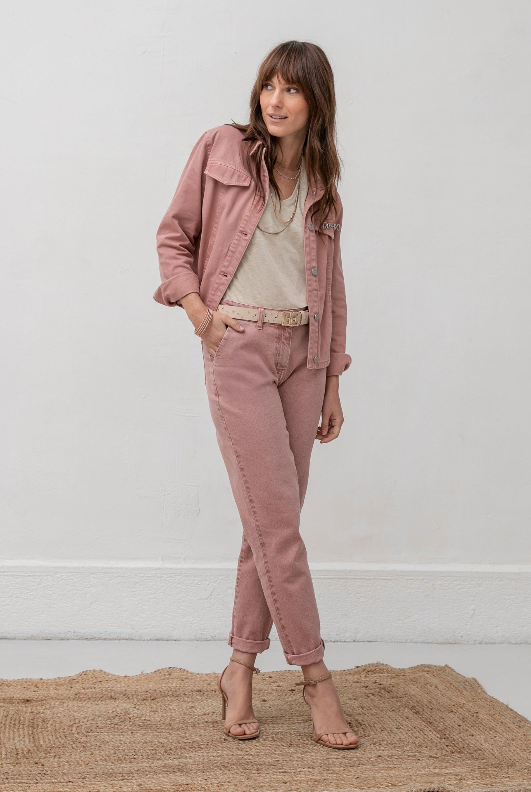 Pantalon large coloris bruyère | Elora