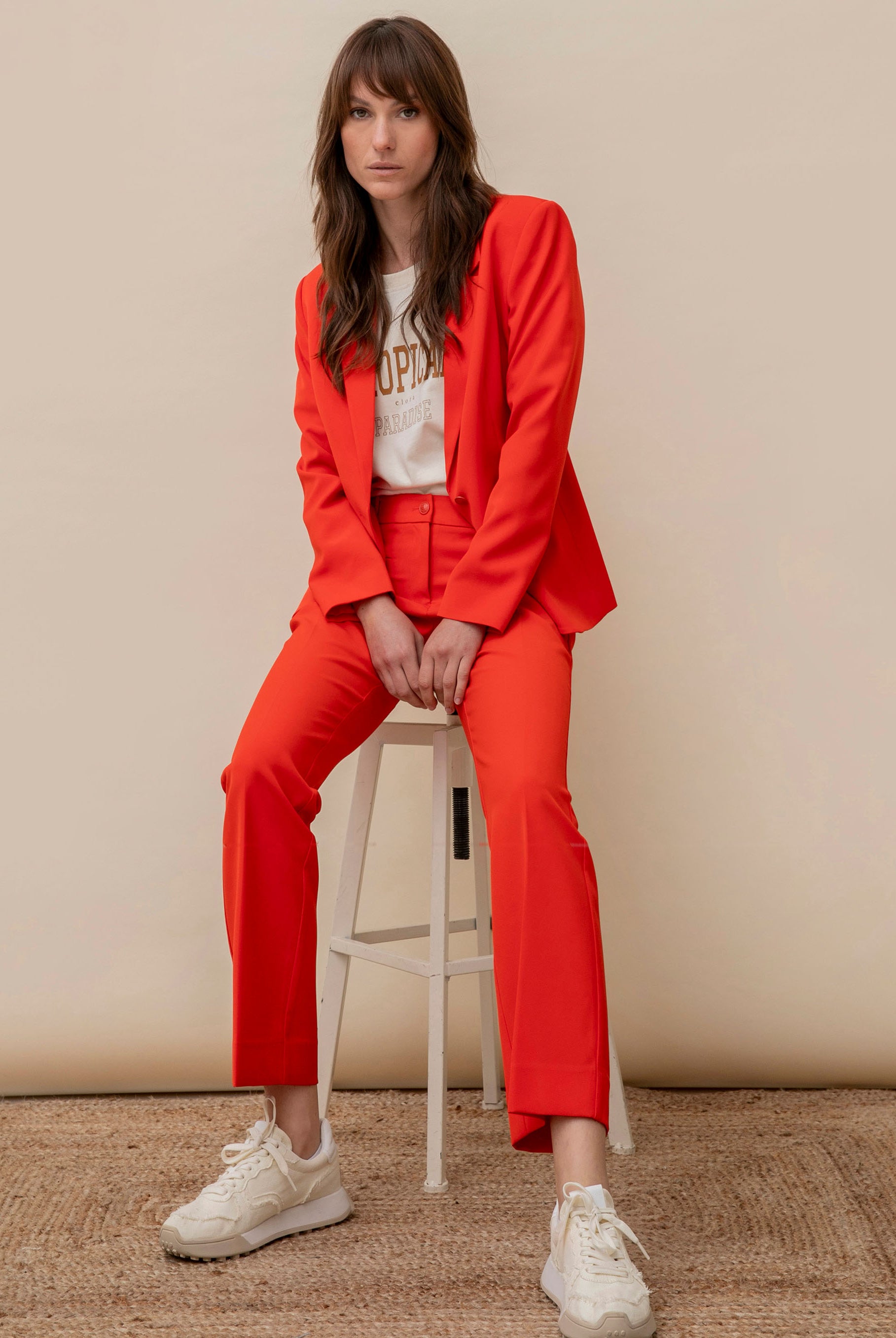 Pantalon tailleur infroissable orange | Elora