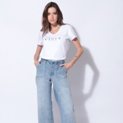 Light blue wide-leg jeans in responsible cotton