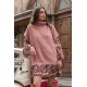 Poncho col roulé rose