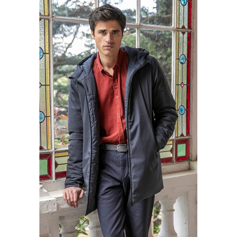 Parka mi-longue réversible coloris navy