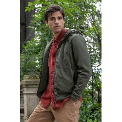 Khaki two-ply hooded jacket