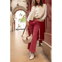 Wide-leg trousers in carmine