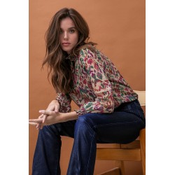 Blouse imprimé écru e multicolore