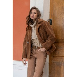 Manteau réversible coloris toffee