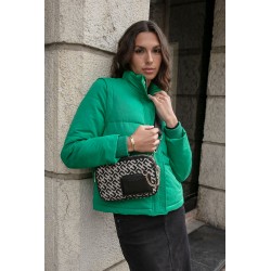 Green down jacket with removable sleeves