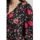 Blouse cache cœur imprimé noir et rose