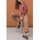 Pantalon large coloris tabac