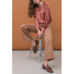 Wide-leg trousers in tobacco