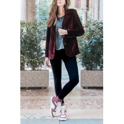 Black leggings with burgundy stripe