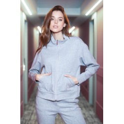 Light grey mottled fleece cardigan